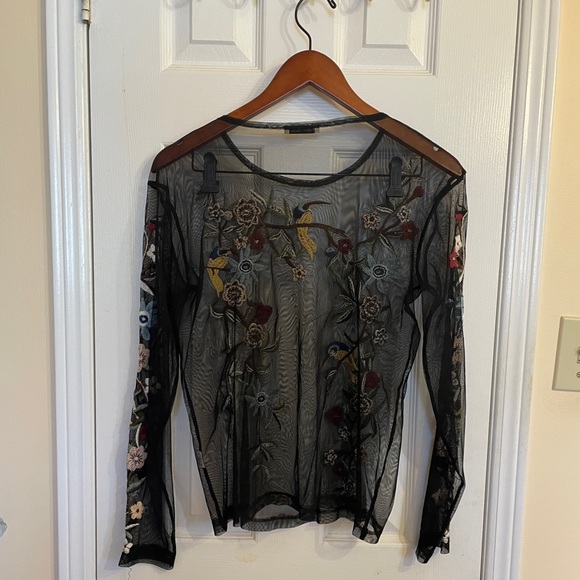 Zara mesh sheer embroidered top - Picture 2 of 2